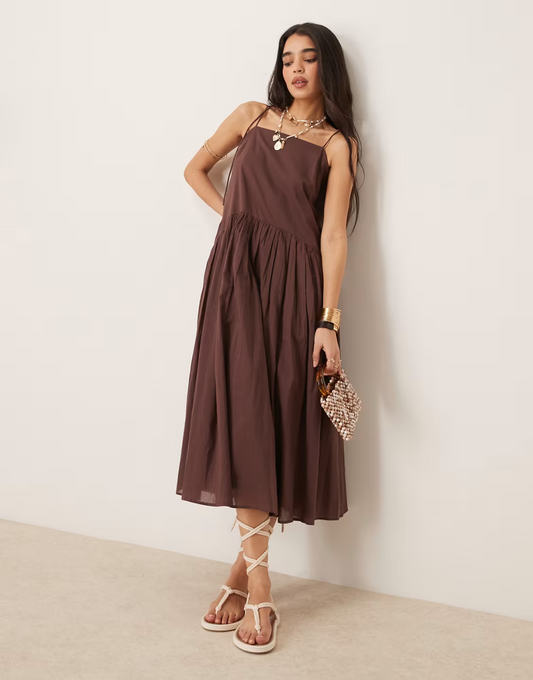 dropped waist maxi dress in placement floral print