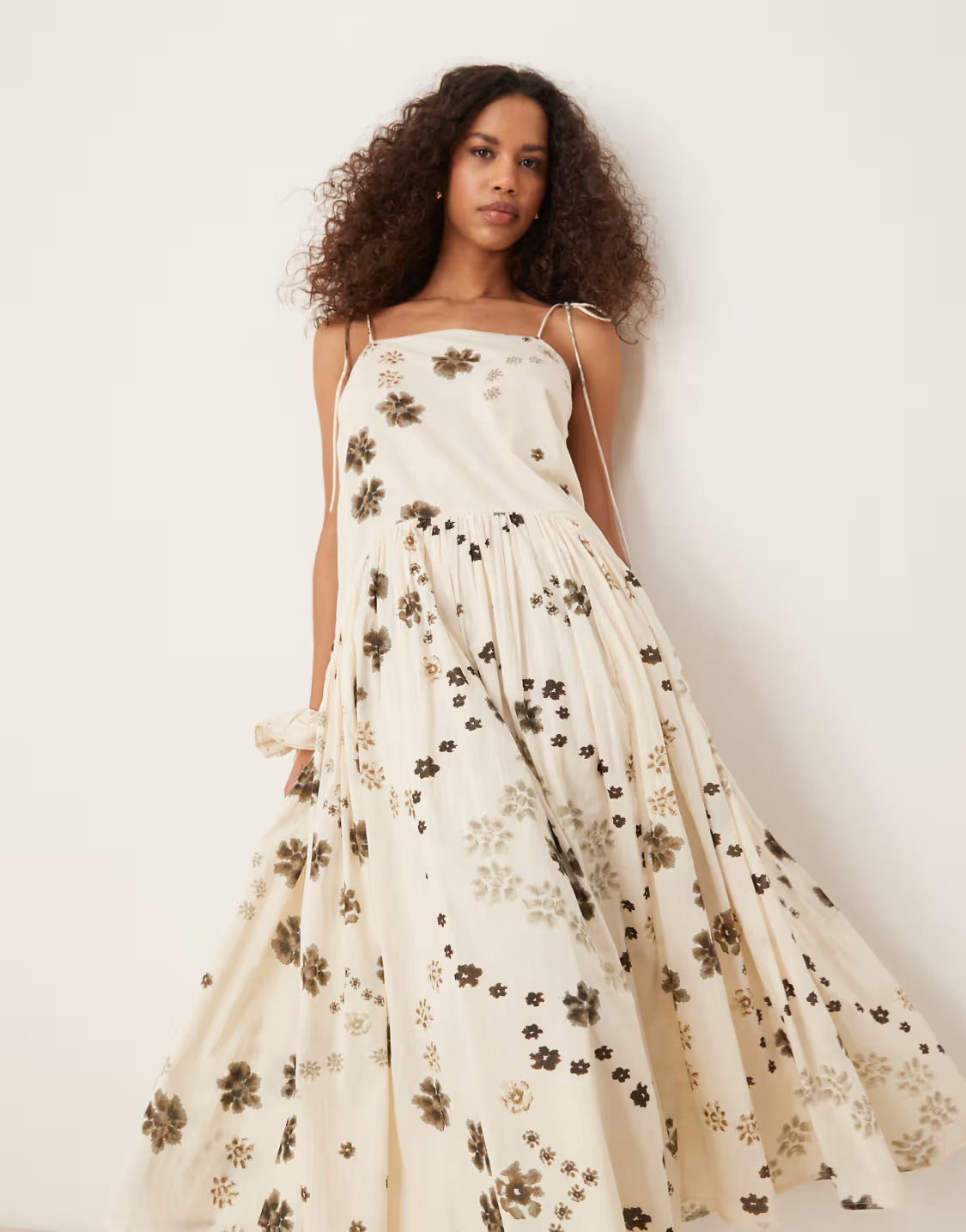 dropped waist maxi dress in olive