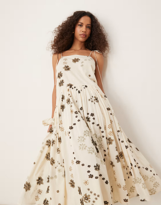 dropped waist maxi dress in olive